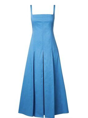 Scanlan Theodore Turquoise Sateen Pleat Dress | Size 4